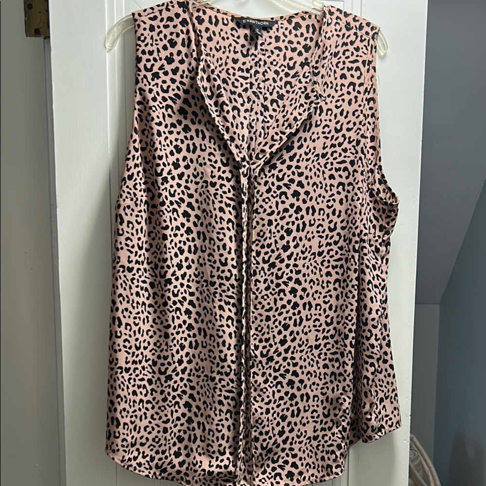 41 Hawthorn Pink and Brown Relaxed Sleeveless Blouse